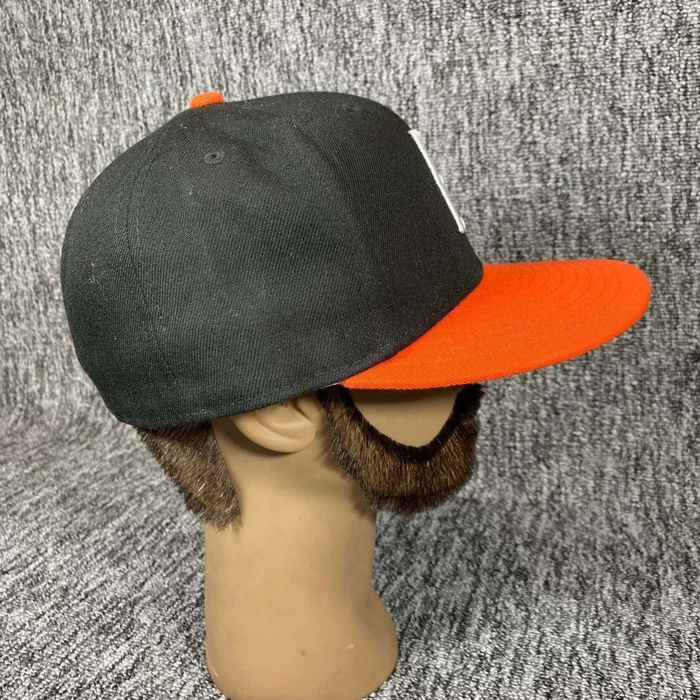 New Era 59FIFTY Fitted Hat Mens 7 1/4 Black‎ Orange Baltimore Orioles B Logo Cap